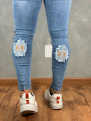 Calça Jeans Masculina Premium Skinny Detalhe Patche Caveira